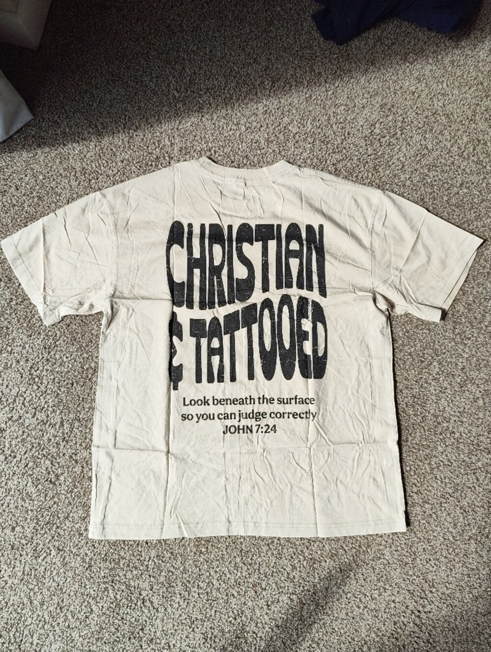 Christian & Tattoo Graphic Tee - Cream